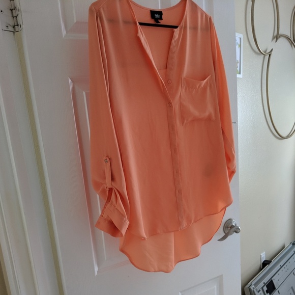 Mossimo high-low button up orange blouse size small - Picture 4 of 5